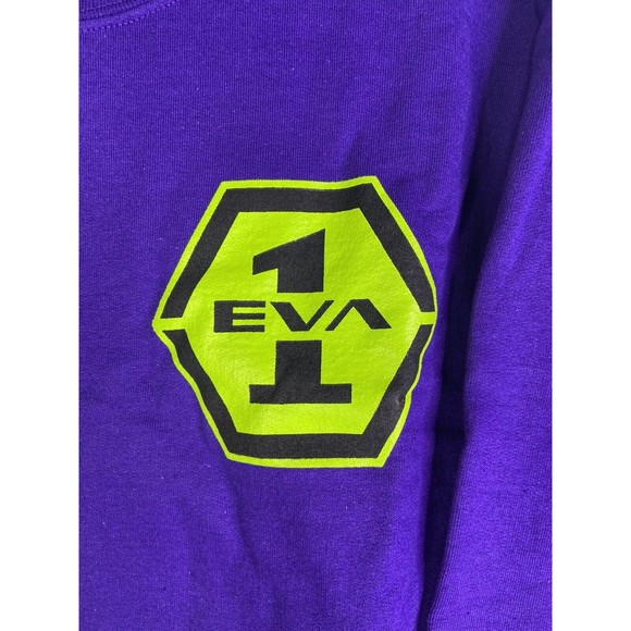 Evangelion Neon Genesis EVA 1 Anime Pullover Crew Sweatshirt Purple Mens 2XL - Picture 2 of 11